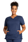 Cherokee Workwear Women V-Neck Knit Panel Top WW2875