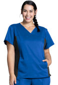 Cherokee Workwear Women V-Neck Knit Panel Top WW2875