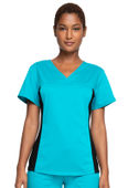 Cherokee Workwear Women V-Neck Knit Panel Top WW2875