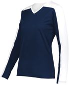 Holloway Ladies Momentum Team Long Sleeve Tee 223702 NAVY/WHITE Primary
