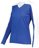 Holloway Ladies Momentum Team Long Sleeve Tee 223702 ROYAL/WHITE Primary