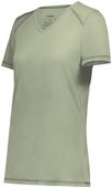 Ladies Super Soft-Spun Poly V-Neck Tag Free Sports Tee CELERY Primary