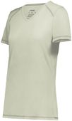 Ladies Super Soft-Spun Poly V-Neck Tag Free Sports Tee OYSTER Primary