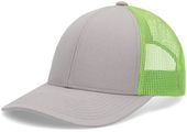 Pacific Headwear Low-Pro Trucker Cap P114 HEATHER GREY/NEON GREEN/HEATHER GREY Primary