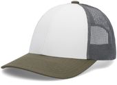 Pacific Headwear Low-Pro Trucker Cap P114 WHITE/LIGHT CHARCOAL/MOSS Primary