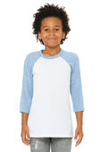 Bella+Canvas Youth 3/4 Sleeve Baseball Tee 3200Y WHITE-DENIM Primary