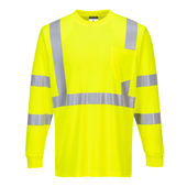 Portwest Hi-Vis Long Sleeved T-Shirt S192 YELLOW Primary