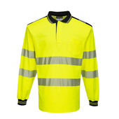 Portwest Pw3 Hi-Vis Polo Shirt L/S T184 YELLOW/BLACK Primary