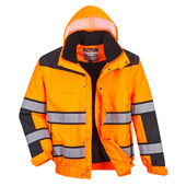 Portwest Hi-Vis Classic Bomber Jacket UC466 ORANGE BLACK Primary