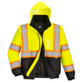 Portwest Hi-Vis Contrast Tape Bomber Jacket US368 YELLOW/BLACK Primary