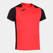 Joma Mens/Boys Record II Short Sleeve Tshirt 102223 FLUORESCENT CORAL-BLACK Primary