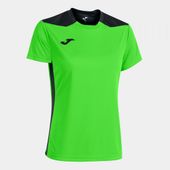 Joma Womens Championship VI Short Sleeve Tshirt 901265 GREEN FLUOR-BLACK Primary