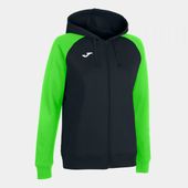Joma Womens Academy IV Zip Up Hoodie 901336 BLACK-FLUOR GREEN Primary