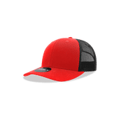 Decky Youth 6 Panel Mid Profile Structured Cotton Trucker 5019 RED/BLACK Primary