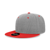 Decky 6 Panel High Profile Structured Acrylic/Polyester Snapback 6020 HEATHERGREY/RED Primary