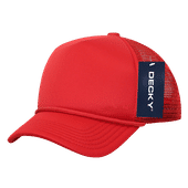 Decky Youth 5 Panel Mid Profile Structured Foam Trucker 7010 RED Primary