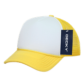 Decky Youth 5 Panel Mid Profile Structured Foam Trucker 7010 YELLOW/WHITE/YELLOW Primary