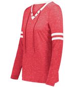 Holloway Ladies Monterey Long Sleeve Tee 223246 SCARLET HEATHER/WHITE Primary