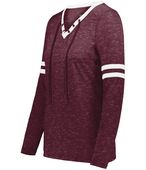 Holloway Ladies Monterey Long Sleeve Tee 223246 MAROON HEATHER/WHITE Primary