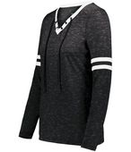 Holloway Ladies Monterey Long Sleeve Tee 223246 BLACK HEATHER/WHITE Primary