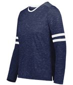 Holloway Girls Monterey Long Sleeve Tee 223346 NAVY HEATHER/WHITE Primary