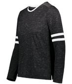Holloway Girls Monterey Long Sleeve Tee 223346 BLACK HEATHER/WHITE Primary