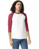 American Apparel Unisex Cvc Raglan T-Shirt 2003CVC WHITE/ HTR CRDNL Primary