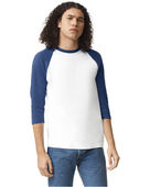 American Apparel Unisex Cvc Raglan T-Shirt 2003CVC WHT/ HTR INDIGO Primary