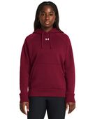 Under Armour Women's Rival Fleece Hoodie 1379500 625 - CARDINAL/WHITE Primary