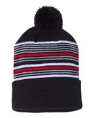 Sportsman 12" Striped Pom-Pom Knit Beanie SPO-SP60
