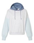 Mv Sport Women's Sueded Fleece Colorblocked Crop Hooded Sweatshirt MV-W23716 ARCTIC BLUE Primary
