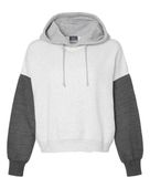 Mv Sport Women's Sueded Fleece Colorblocked Crop Hooded Sweatshirt MV-W23716 CHARCOAL Primary