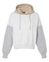 Mv Sport Women's Sueded Fleece Colorblocked Crop Hooded Sweatshirt MV-W23716 HEATHER Primary
