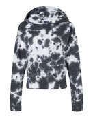 Mv Sport Women's Sueded Fleece Tie-Dyed Crop Hooded Sweatshirt MV-W23718 CHARCOAL Primary