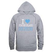 W Republic College Of Staten Island Dolphins I Love Hoodie 553-676 HEATHER GREY Primary