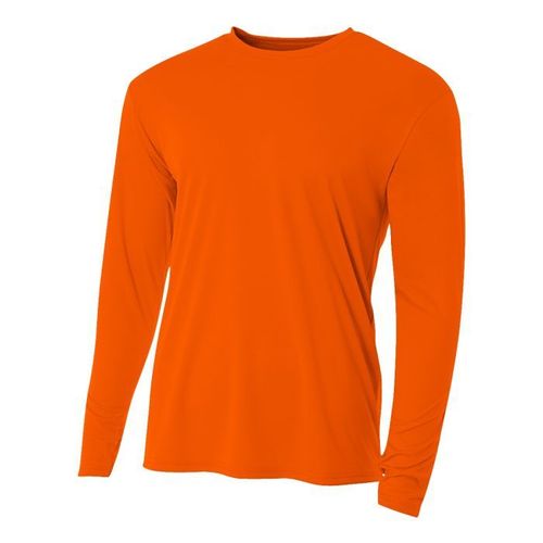 Just Cool Men's Long Sleeve Performance T-Shirt - Moisture Wicking, Electric Orange, Size XL - View #2