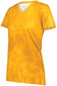 Womens Sublimated Tie Dye Design,  50+UPF, Ultra-Soft Tee Shirt GOLD CLOUD PRINT Primary