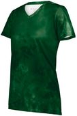 Womens Sublimated Tie Dye Design,  50+UPF, Ultra-Soft Tee Shirt DARK GREEN CLOUD PRINT Primary