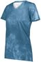 Womens Sublimated Tie Dye Design,  50+UPF, Ultra-Soft Tee Shirt COLUMBIA BLUE CLOUD PRINT Primary