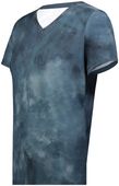 Womens Sublimated Tie Dye Design,  50+UPF, Ultra-Soft Tee Shirt STORM CLOUD PRINT Primary