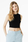 Bella+Canvas Women's Micro Rib Muscle Crop Tank 1013 SOLID BLACK BLEND Primary