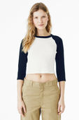 Bella+Canvas Women's Micro Rib 3/4 Raglan Baby Tee 1200 WHITE/NAVY Primary
