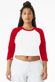 Bella+Canvas Women's Micro Rib 3/4 Raglan Baby Tee 1200 WHITE/RED Primary