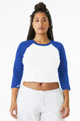 Bella+Canvas Women's Micro Rib 3/4 Raglan Baby Tee 1200 WHITE/TRUE ROYAL Primary