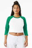 Bella+Canvas Women's Micro Rib 3/4 Raglan Baby Tee 1200 WHITE/KELLY Primary