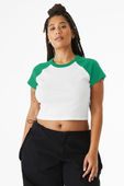Bella+Canvas Women's Micro Rib Raglan Baby Tee 1201 WHITE/KELLY Primary