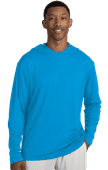 Blue Generation Adult Long Sleeve Hooded Tee Bg7310 TURQUOISE Primary