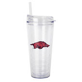 Logo Brands Arkansas 22Oz Flipside Dbl Wall Clear Tumbler 108-Pd22ct-34 Arkansas Razorbacks