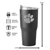 Logo Brands Clemson 30Oz Etch Powder Coat Tumbler 123-S30pt-Blk-9 Clemson Tigers
