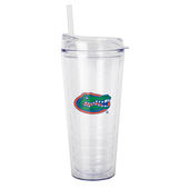 Logo Brands Florida 22Oz Flipside Dbl Wall Clear Tumbler 135-Pd22ct-34 Florida Gators